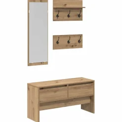 vidaXL Halmeubelset met lade 4 pcs Ambachtelijk eiken Bewerkt hout