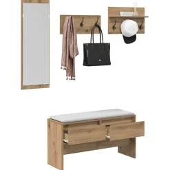 vidaXL Halmeubelset met lade 4 pcs Ambachtelijk eiken Bewerkt hout
