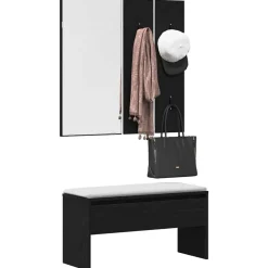vidaXL Halmeubelset met lade met opslag 4 pcs Zwart Eiken Bewerkt hout