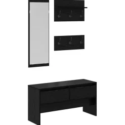 vidaXL Halmeubelset met lade met plank 4 pcs Zwart Eiken Bewerkt hout