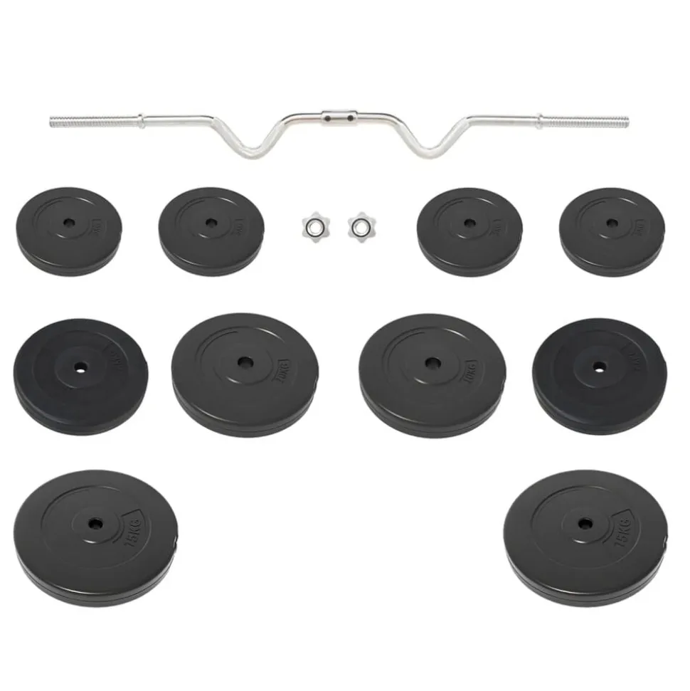 vidaXL Halter gebogen met gewichten 90 kg