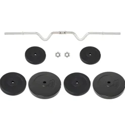 vidaXL Halter gebogen met gewichten 60 kg