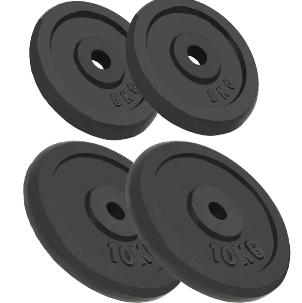 vidaXL Halterschijven 4 st 2x10 kg en 2x5 kg gietijzer