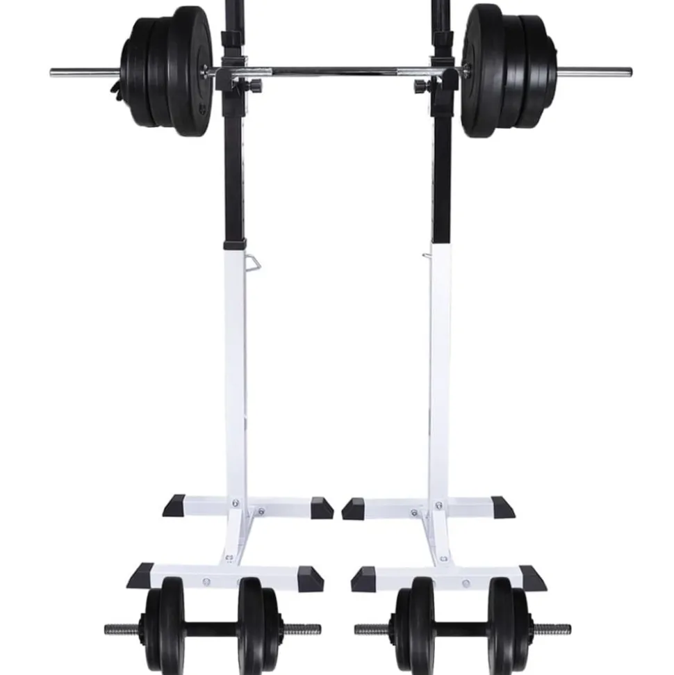vidaXL Halter-/squatrek met halterset 60,5 kg