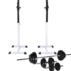 vidaXL Halter-/squatrek met halterset 30,5 kg