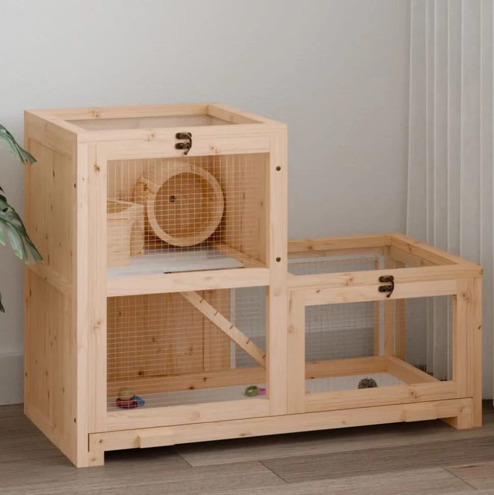 vidaXL Hamsterkooi 81x40x60 cm massief vurenhout