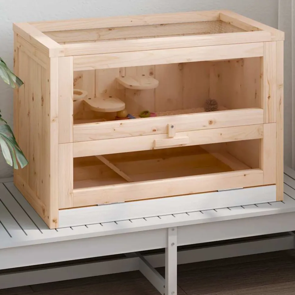 vidaXL Hamsterkooi 60x35,5x42 cm massief vurenhout