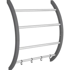 vidaXL Handdoekenrek met haken 56x16x72 cm aluminium zilverkleurig