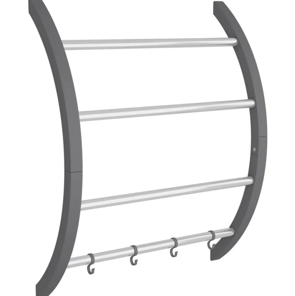 vidaXL Handdoekenrek met haken 56x16x72 cm aluminium zilverkleurig