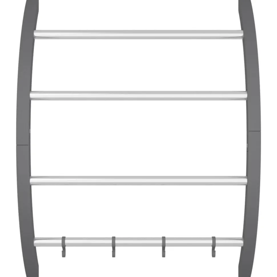vidaXL Handdoekenrek met haken 56x16x72 cm aluminium zilverkleurig