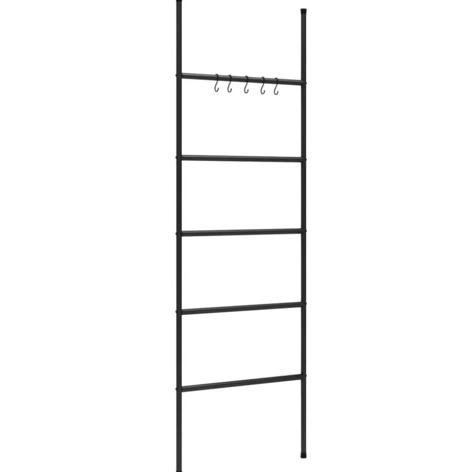 vidaXL Handdoekenrek met 5 niveaus, zwart 58x175 cm, ijzer