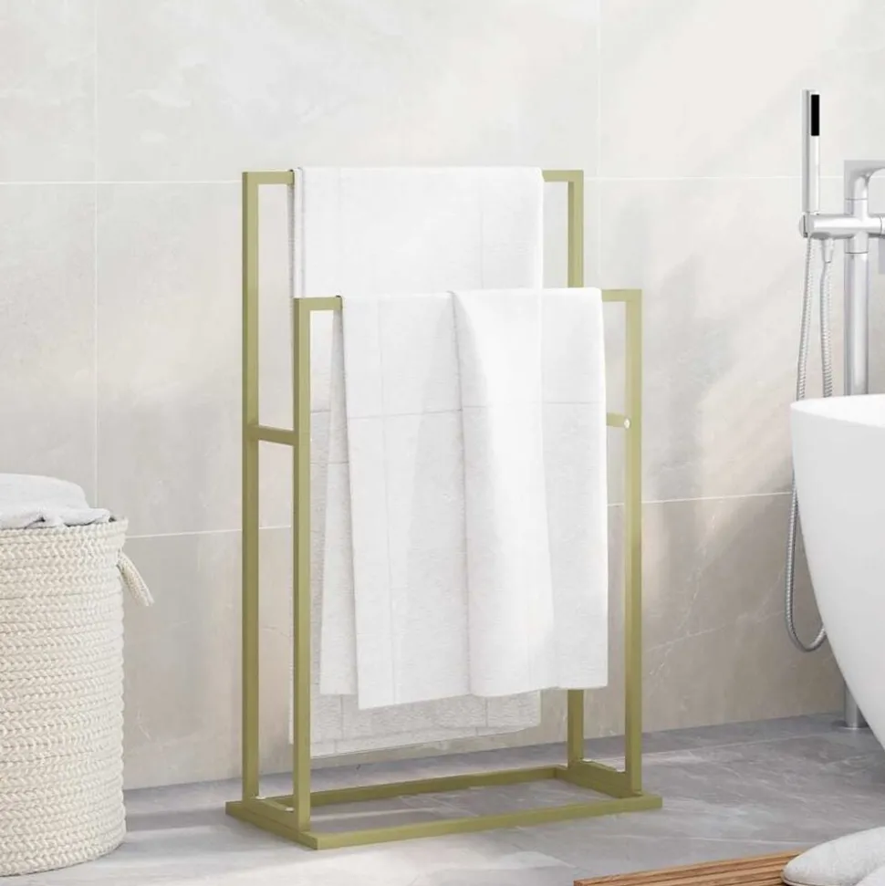 vidaXL Handdoekenrek vrijstaand 48x24x78,5 cm ijzer goudkleurig