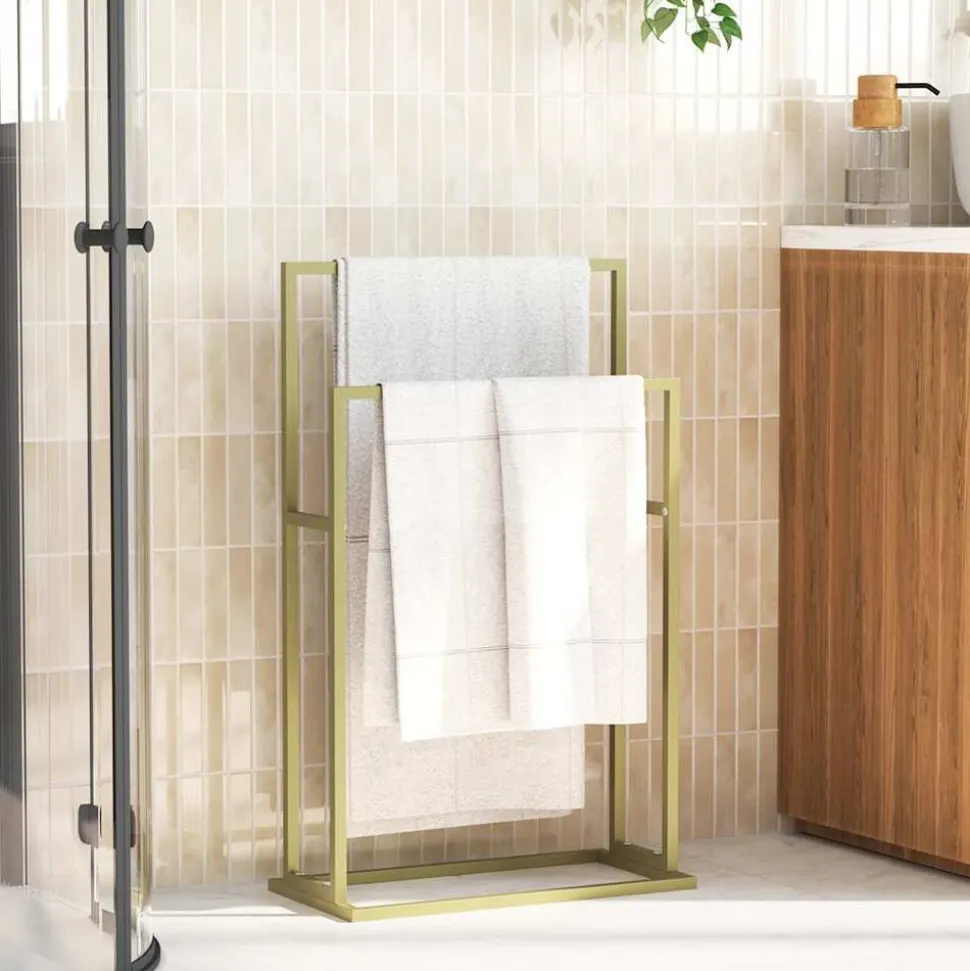vidaXL Handdoekenrek vrijstaand 48x24x78,5 cm ijzer goudkleurig