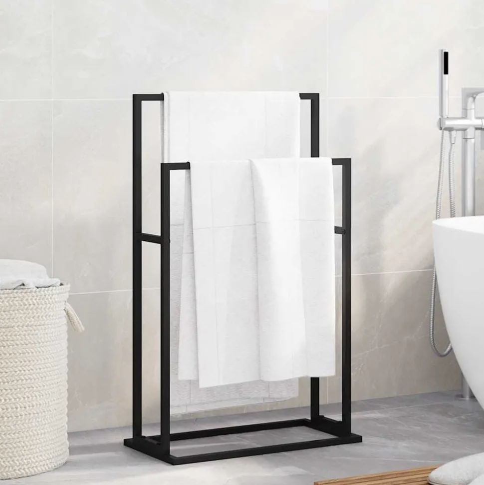 vidaXL Handdoekenrek vrijstaand 48x24x78,5 cm ijzer zwart