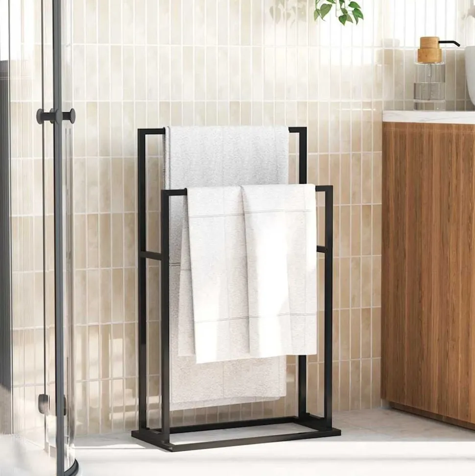 vidaXL Handdoekenrek vrijstaand 48x24x78,5 cm ijzer zwart