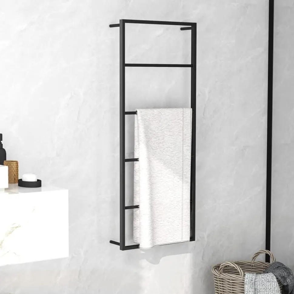 vidaXL Handdoekenrek 45x10x115 cm staal zwart