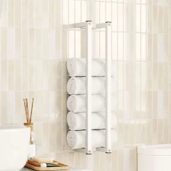 vidaXL Handdoekenrek 12,5x12,5x60 cm staal wit