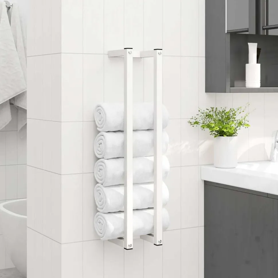vidaXL Handdoekenrek 12,5x12,5x60 cm staal wit