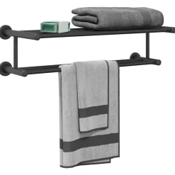 vidaXL Handdoekrek Zwart 61 x 23 x 17 cm Roestvrij staal