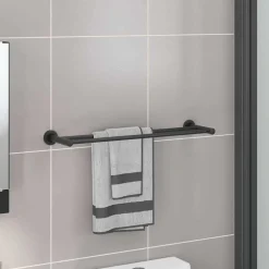 vidaXL Handdoekrek Zwart 61 x 14,5 x 5 cm Roestvrij staal