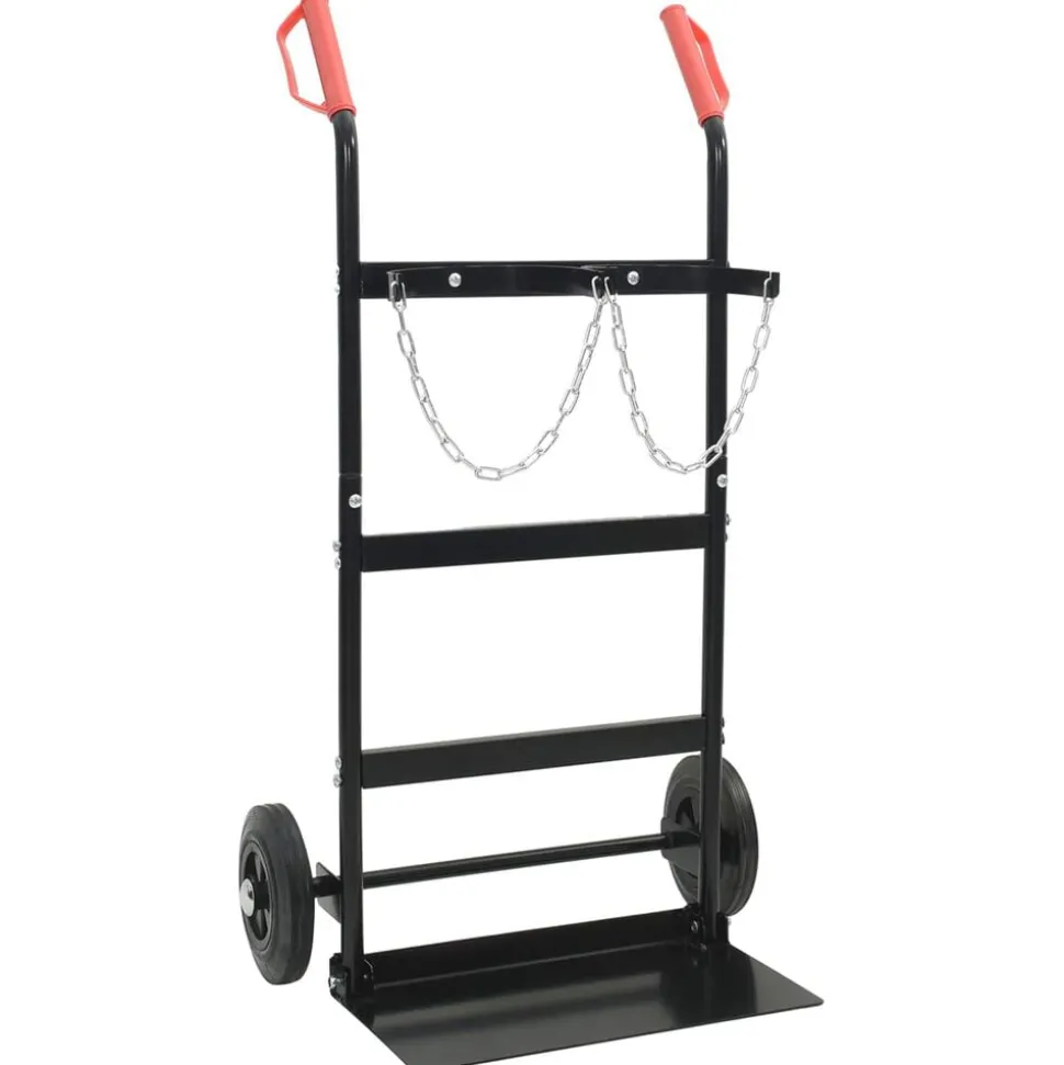 vidaXL Handtrolley Zwart en Rood 63 x 43,5 x 110 cm Staal