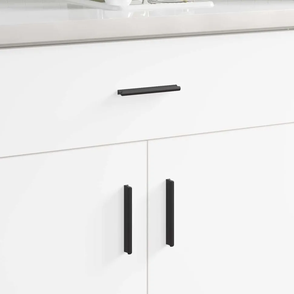 vidaXL Handvat 2 pcs Zwart 106 x 7,4 x 15,5 mm Aluminium