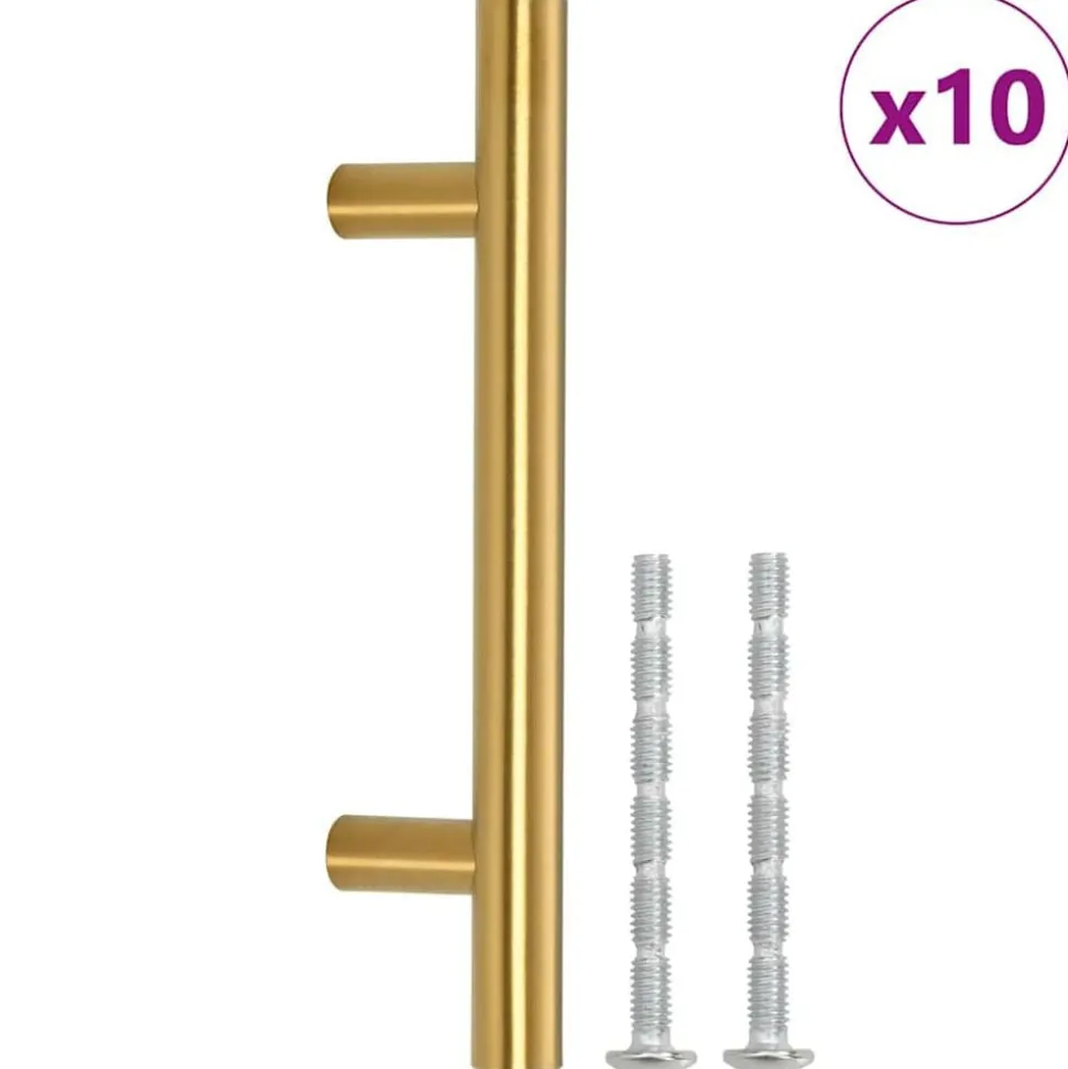 vidaXL Handvatten 10 st 64 mm roestvrij staal goudkleurig