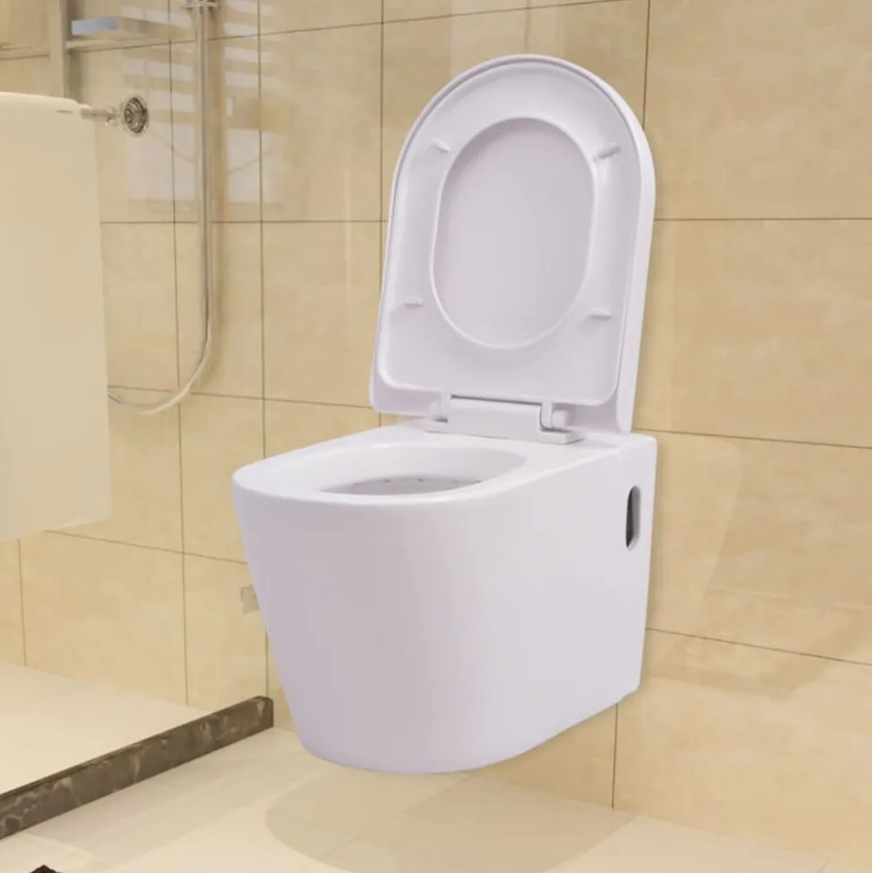 vidaXL Hangend toilet keramiek wit