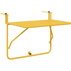 vidaXL Hangende Balkon Tafel Mosterdgeel 60 x 39 x 65 cm Staal