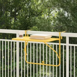 vidaXL Hangende Balkon Tafel Mosterdgeel 60 x 39 x 65 cm Staal
