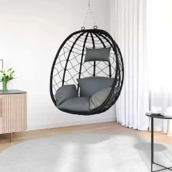 vidaXL Hangende ei-stoel Antraciet 91,5 x 54,5 x 107 cm poly rattan