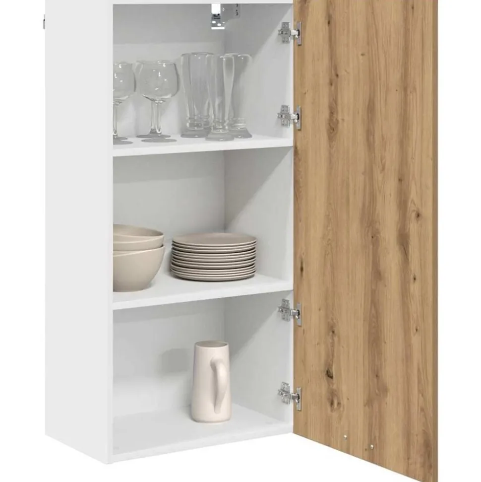 vidaXL Hangkast Ambachtelijke Eik en Wit 50 x 31 x 100 cm Bewerkt hout