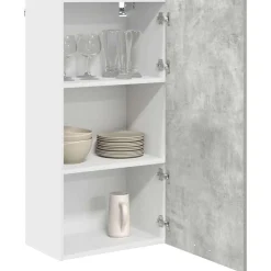 vidaXL Hangkast Beton Grijs en Wit 50 x 31 x 100 cm Bewerkt hout