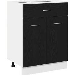 vidaXL Hangkast met lade Zwart Eiken 60 x 46 x 81,5 cm Bewerkt hout