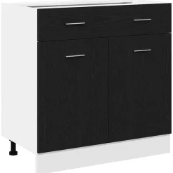 vidaXL Hangkast met lade Zwart Eiken 80 x 31 x 81,5 cm Bewerkt hout