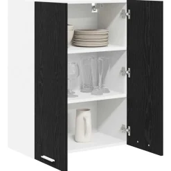 vidaXL Hangkast met opslag Zwart Eiken 60 x 31 x 80 cm Bewerkt hout