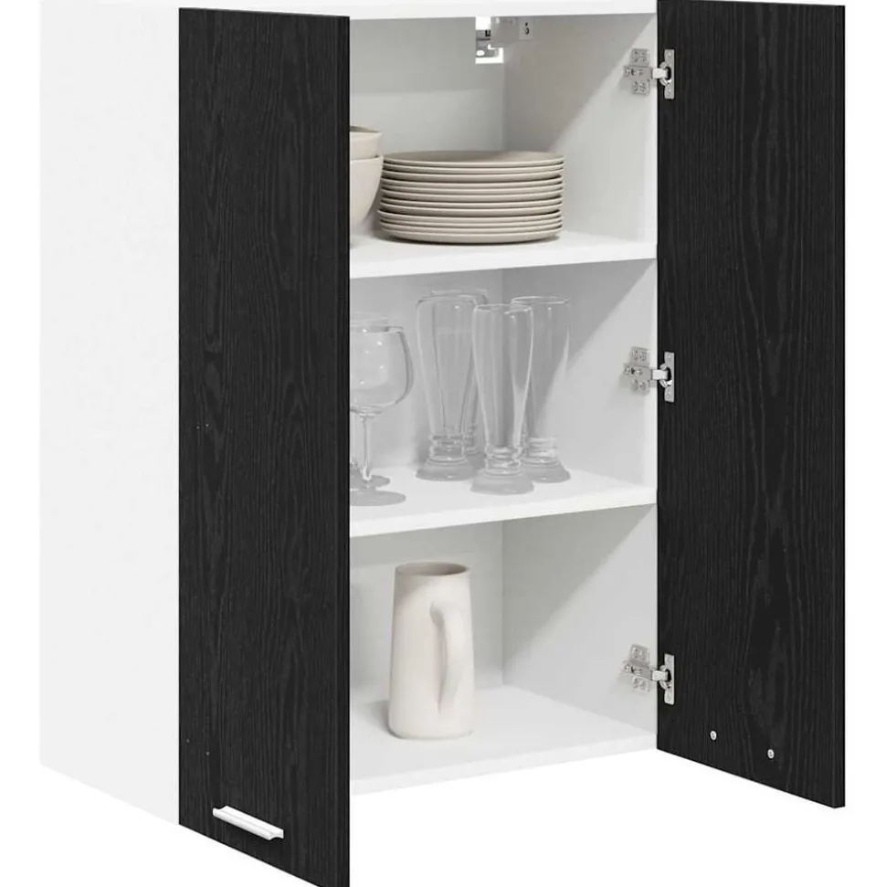 vidaXL Hangkast met opslag Zwart Eiken 60 x 31 x 80 cm Bewerkt hout