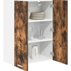 vidaXL Hangkast met opslag Gerookt eiken 60 x 31 x 80 cm Bewerkt hout
