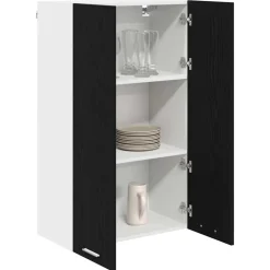 vidaXL Hangkast met opslag Zwart Eiken 60 x 31 x 100 cm Bewerkt hout