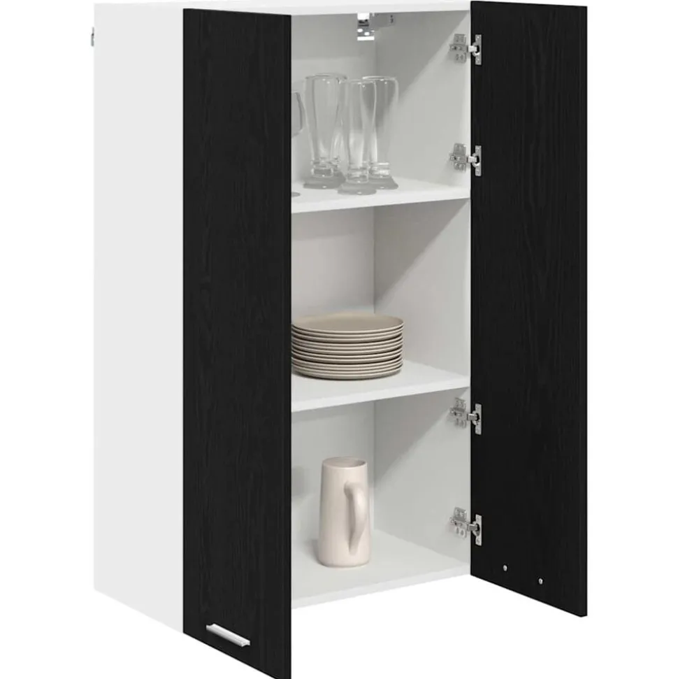 vidaXL Hangkast met opslag Zwart Eiken 60 x 31 x 100 cm Bewerkt hout