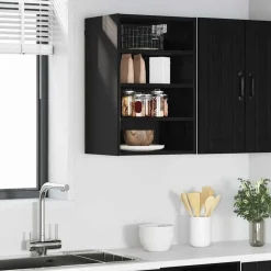 vidaXL Hangkast met plank Zwart eiken 40 x 29,5 x 60 cm Bewerkt hout