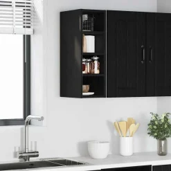 vidaXL Hangkast met plank Zwart eiken 20 x 29,5 x 60 cm Bewerkt hout