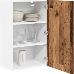 vidaXL Hangkast Oude Hout en Wit 50 x 31 x 80 cm Bewerkt hout