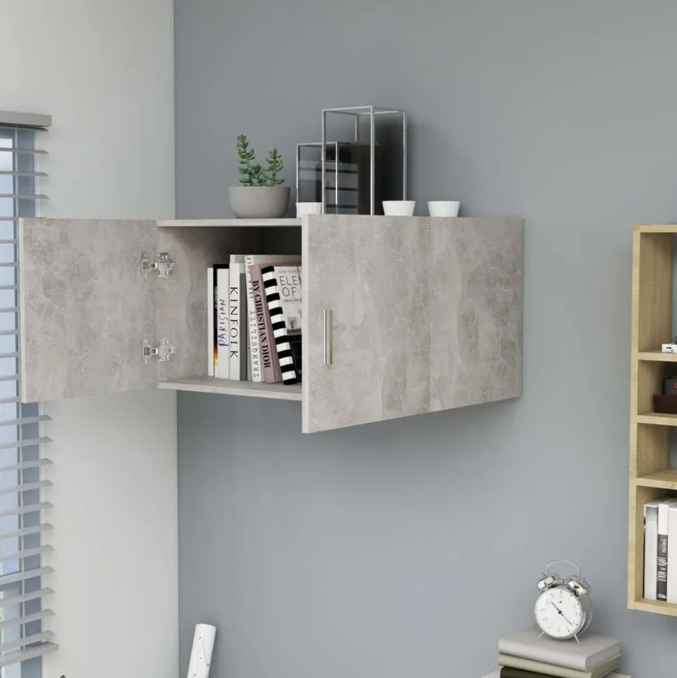 vidaXL Hangkast 80x39x40 cm bewerkt hout betongrijs
