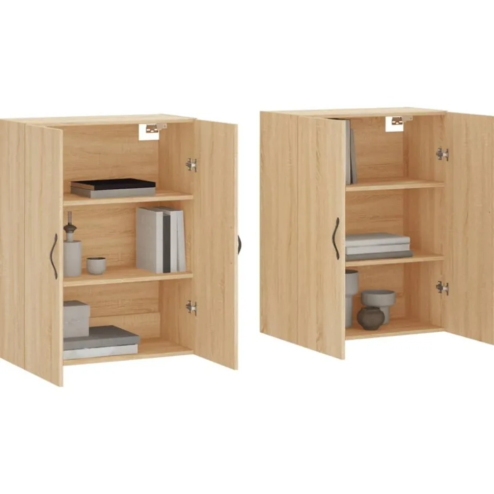 vidaXL Hangkasten 2 st bewerkt hout sonoma eikenkleurig