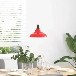vidaXL Hanglamp in hoogte verstelbaar E27 Ø31 cm metaal glanzend rood
