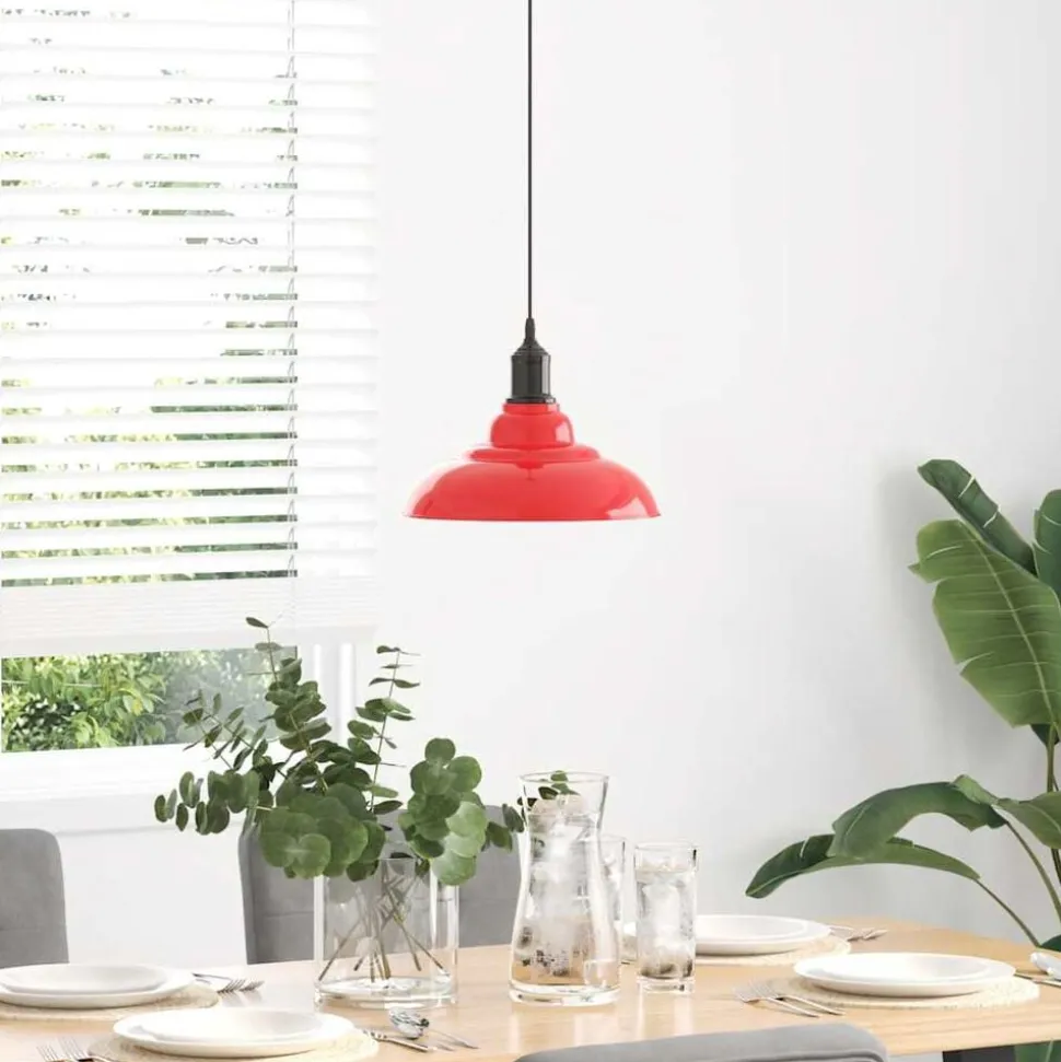 vidaXL Hanglamp in hoogte verstelbaar E27 Ø31 cm metaal glanzend rood