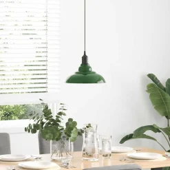 vidaXL Hanglamp in hoogte verstelbaar E27 Ø31 cm metaal glanzend groen