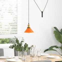 vidaXL Hanglamp in hoogte verstelbaar E27 Ø22cm metaal glanzend oranje