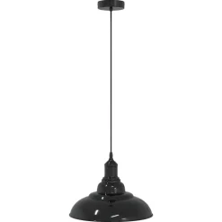 vidaXL Hanglamp in hoogte verstelbaar E27 Ø31 cm metaal glanzend zwart